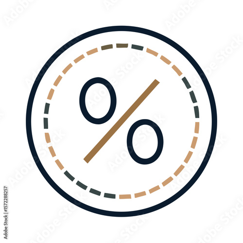 Dotted circle percentage icon in outline style