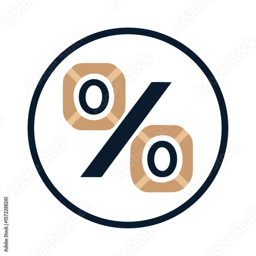 Dual color percentage icon in modern flat vector style