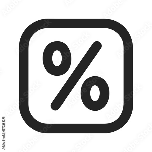 Percent icon inside rounded square outline