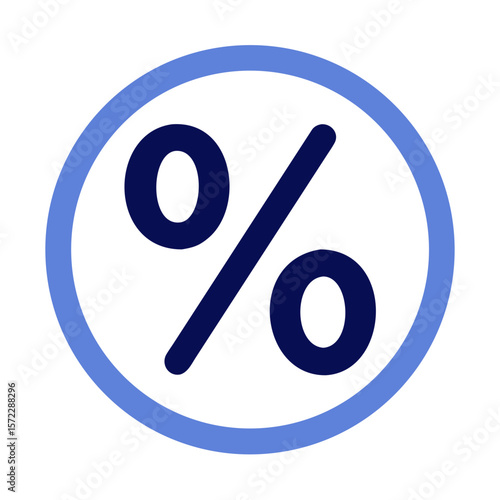 Percentage symbol icon with thick blue outline