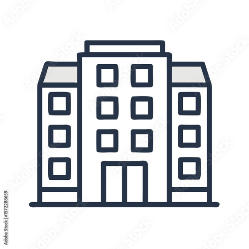Minimal linear icon of apartment building in outline style
