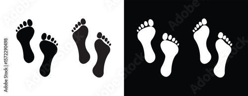 Different human footprints. Imprint soles shoe silhouette. adults steps Flat style collection. Human footprints icon set.
