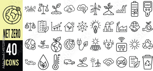 Sustainable Energy Icons: Renewable Resources, Eco-Friendly Solutions, and Clean Technology Symbols