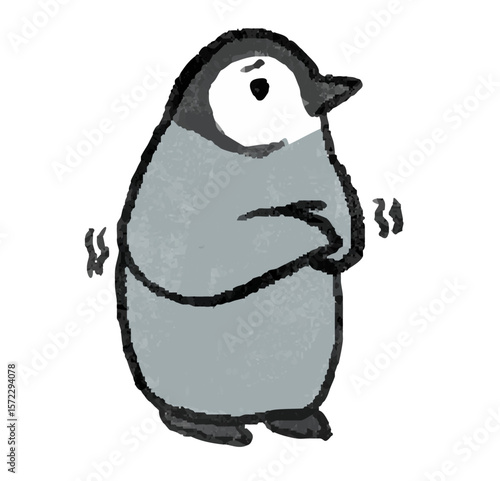寒さに震える赤ちゃんペンギンのイラスト