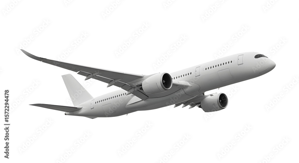 Rear Angled View of White Airplane White Modern Twin-Engine Commercial Airliner Climbing in Flight with Upward Curved Wingtip Design for Efficient Air Travel Isolated on a Transparent Background Rear Angled View of White Airplane White Modern Twin-Engine Commercial Airliner Climbing in Flight with Upward Curved Wingtip Design for Efficient Air Travel Isolated on a Transparent Background