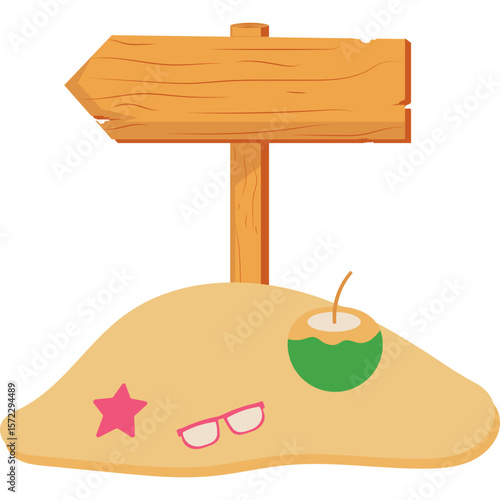 Summer Beach Sign Illustration