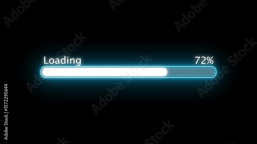  Loading bar downloading bar and progress loading Complete, 0 to 100 percent loading animation on black background. 