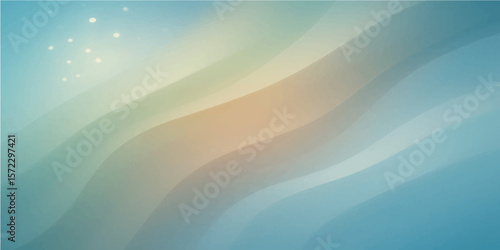 Abstract blue and colorful sky with sun, clouds, and ocean waves, reflecting the light of nature's horizon