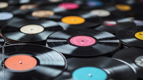 Stacked vinyl records