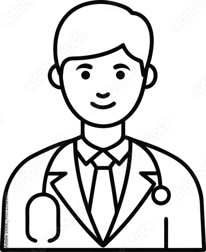 male doctor avatar icon in lab coat and stethoscope