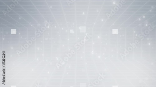 Clean white digital tech background with abstract glow particle grid and soft light lines, modern minimal design for business, interface, computer, and futuristic presentation loop