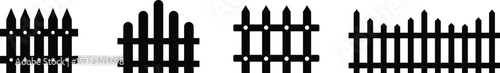 Wooden Fence Icon set. Classic Garden Fencing Symbol. Simple Wooden Fence cassic picket fence that embodies simplicity and security its clean lines and rustic charm.collection of Garden fence wooden.