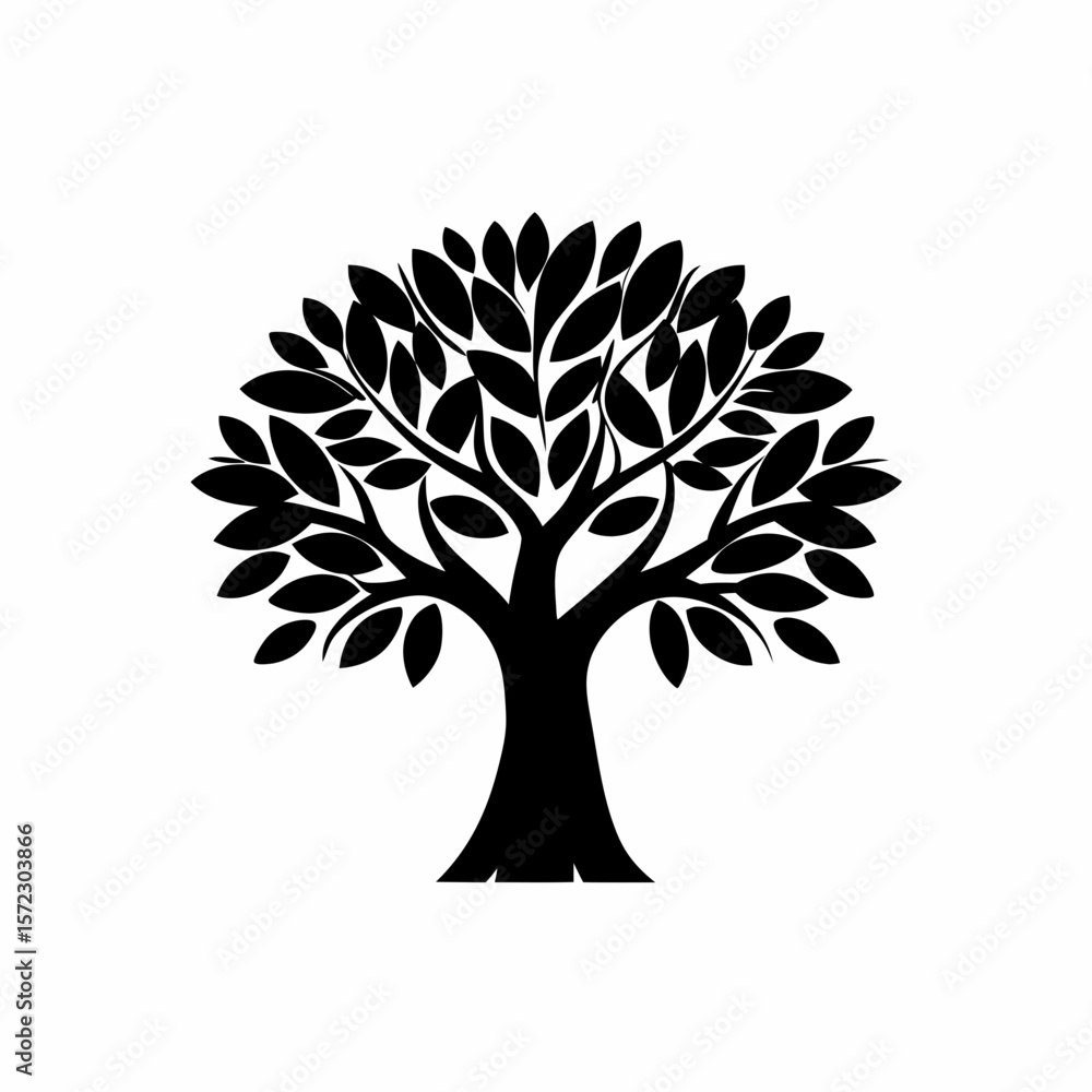 Naklejka premium creative Silhouette simple Ficus (Fig Tree) Vector Illustration