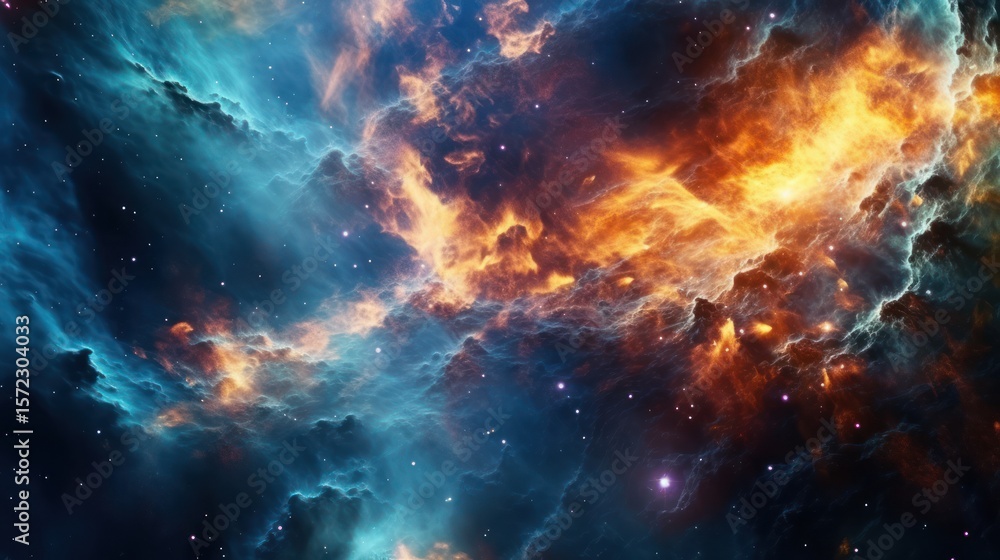 Obraz premium Abstract space background with mystical cosmic nebula and shining stars for a celestial night sky universe