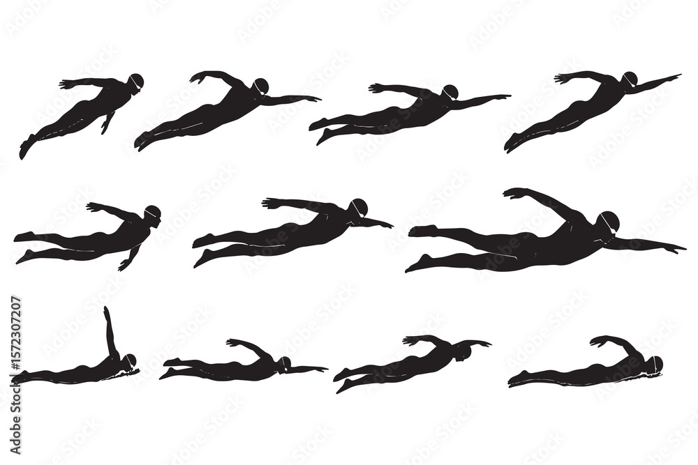 custom made wallpaper toronto digitalSilhouette of Swimming man Silhouette black and white