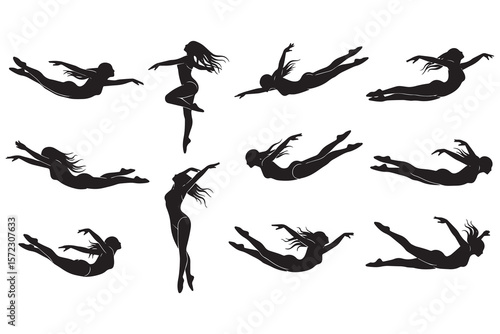 Wallpaper Mural Silhouette of Swimming man Silhouette black and white Torontodigital.ca