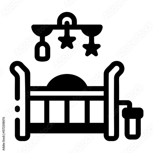 A glyph style icon showing baby crib
