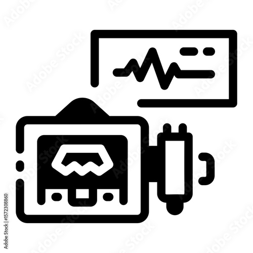 A glyph style icon showing fetal monitor
