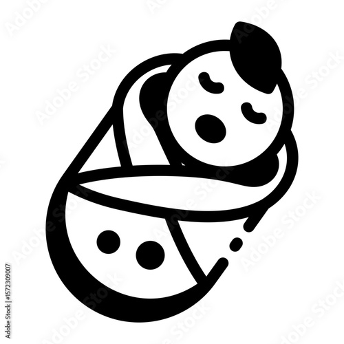 A glyph style icon showing baby swaddle
