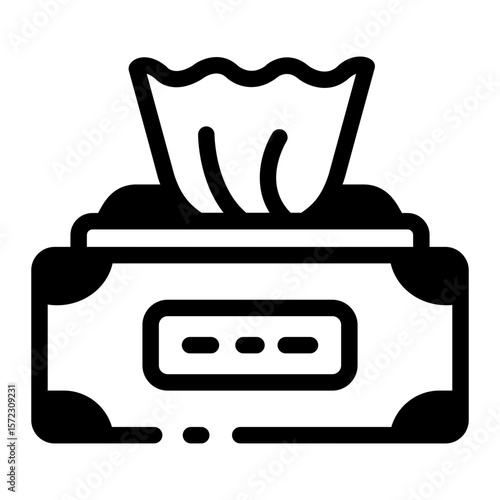 A glyph style icon showing wipes pack
