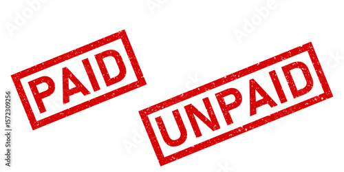 Paid Unpaid rubber stamp red ink grunge seals  shop receipt sign symbol vector illustration buy perchase sell sign money business