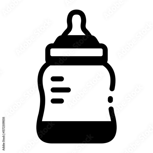 A glyph style icon showing infant bottle