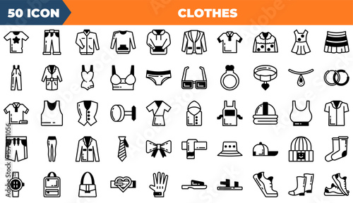 Clothes Duotone Editable Icons set. Vector illustration in modern thin duotone style of clothes icons: T-shirt, Pants, Jacket, Dress, etc
