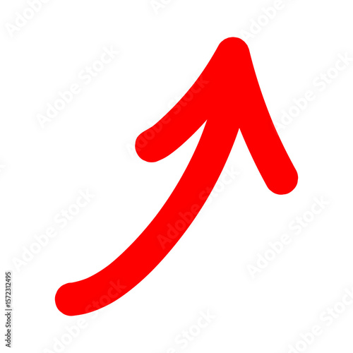 Red arrow on transparent background, doodle style