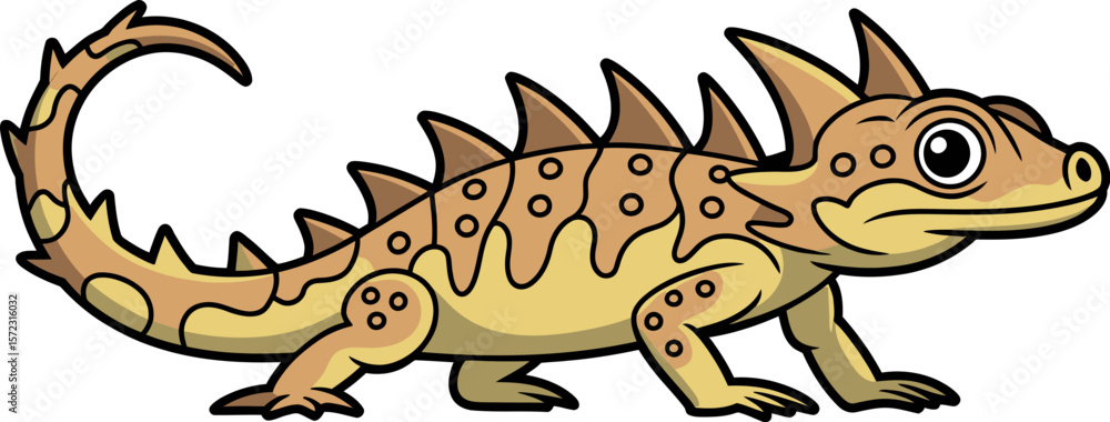 Obraz premium Cartoon horned lizard vector illustration drawing of desert animal reptile isolated on white background