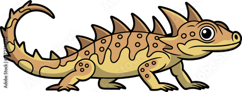 Cartoon horned lizard vector illustration drawing of desert animal reptile isolated on white background