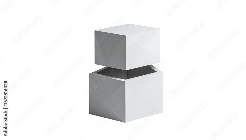 Fototapeta premium White cube box isolated on transparent background