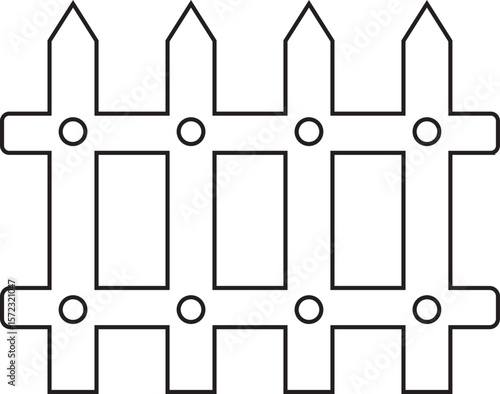 Wooden Fence line art Icon. Classic Garden Fencing Symbol. Simple Fence cassic picket fence that embodies simplicity and security its clean lines and rustic charm.collection of Garden fence wooden.