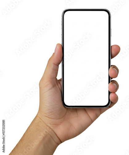 白い背景 スマートフォン 手持ち クリーンなデザイン