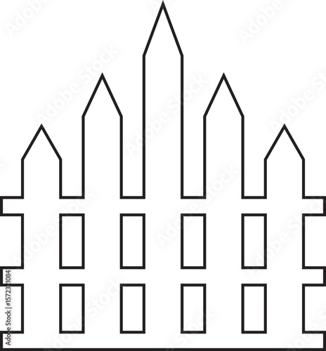 Wooden Fence line art Icon. Classic Garden Fencing Symbol. Simple Fence cassic picket fence that embodies simplicity and security its clean lines and rustic charm.collection of Garden fence wooden.