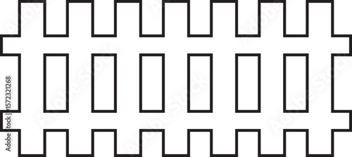 Wooden Fence line art Icon. Classic Garden Fencing Symbol. Simple Fence cassic picket fence that embodies simplicity and security its clean lines and rustic charm.collection of Garden fence wooden.