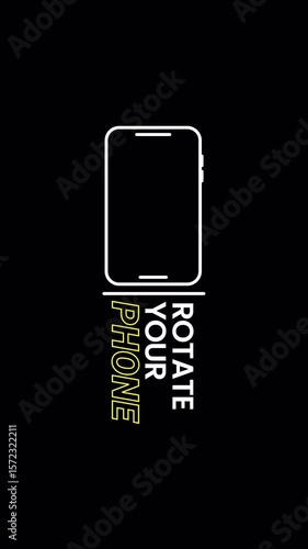animation rotate your phone. Device rotation sign on black background