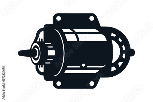 Starter motor silhouette on white background