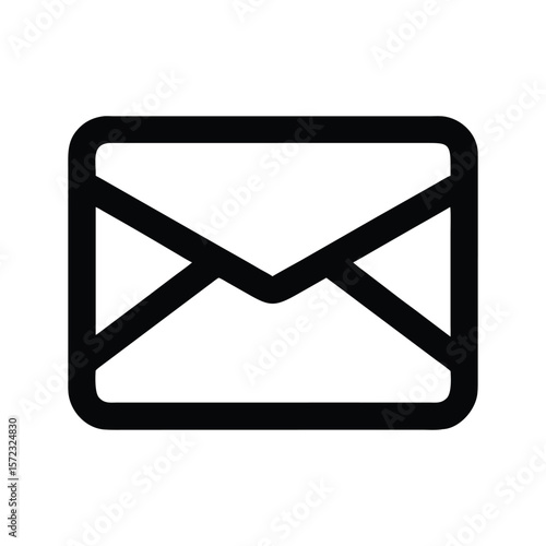 Blue vector email icon, a symbol of communication and contact on the web simple flat black silhouette of closed envelop vector icon illustration on white background minimalist