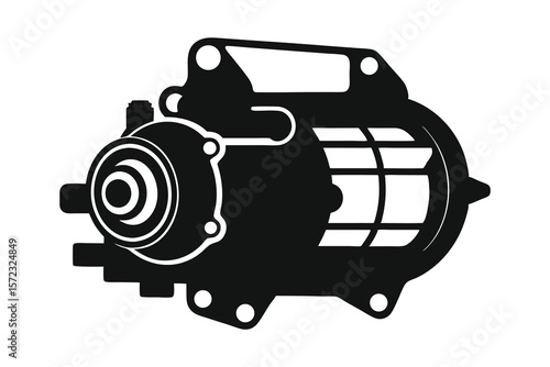 Starter motor silhouette on white background