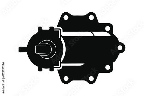 Starter motor silhouette on white background