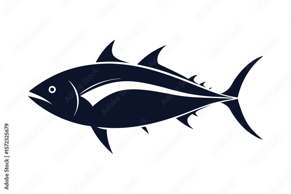 Obraz premium Tuna fish silhouette on white background