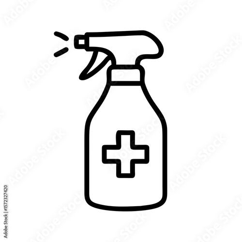 Spray bottle with cross icon on transparent background  