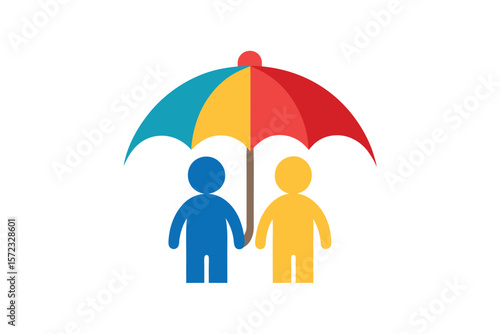 Close friends sharing umbrella keep the bond caring friendship vector art illustration