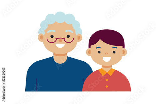 Grandparent and grandchild moment keep the bond tender connection vector art illustration