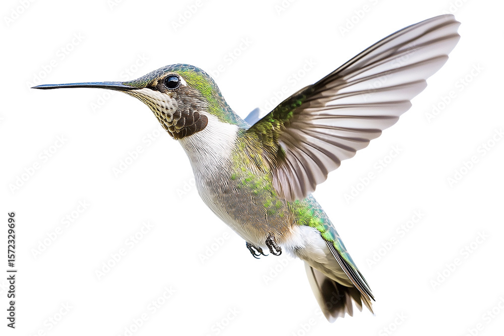 Vibrant Green Hummingbird in Flight, Isolated on Transparent PNG Vibrant Green Hummingbird in Flight, Isolated on Transparent PNG