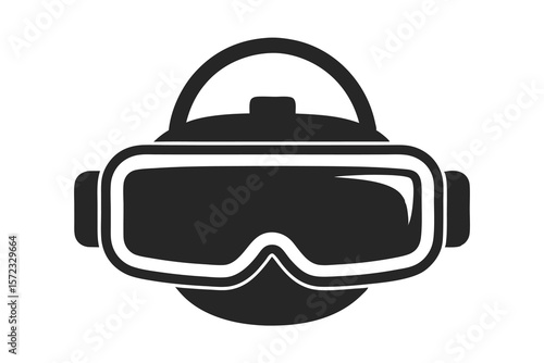 3d virtual reality black silhouette icon vector illustration on white background