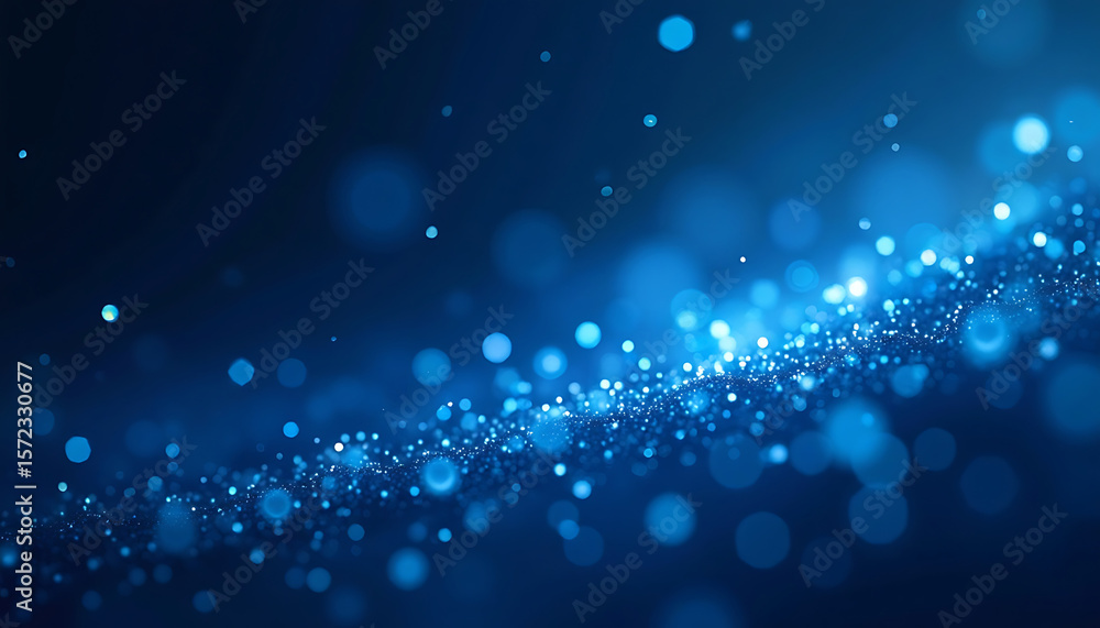 Abstract Blue Bokeh Background with Glowing Particles and a Sense of Depth Abstract Blue Bokeh Background with Glowing Particles and a Sense of Depth