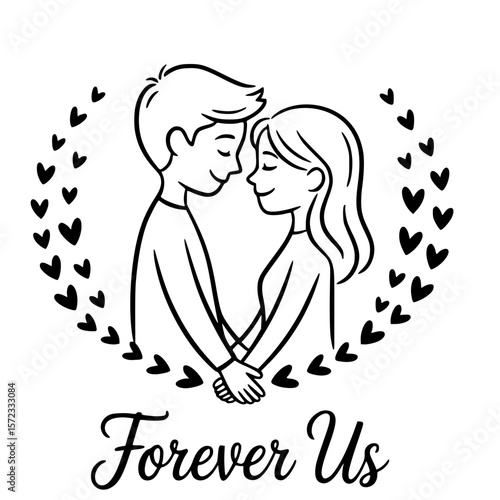 Forever Us: An Illustration of unwavering love, tenderly entwined, symbolising a bond meant to last, a shared future.
