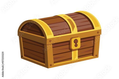 wooden treasure chest on white background