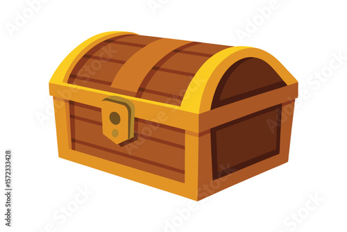 wooden treasure chest on white background